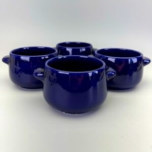 Vintage Gerz West Germany Pottery 
Blue Flat Cream Soup Cups